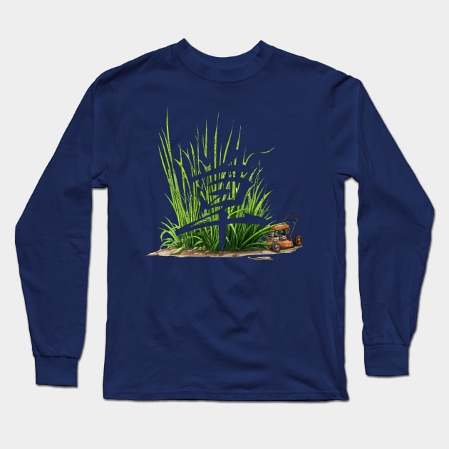 Lawnmower In Grass Long Sleeve T-Shirt by Alpis Inspired